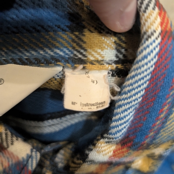 VTG Woolrich Flannel Mens L Blue Yellow Plaid 60s-70s - Picture 6 of 6